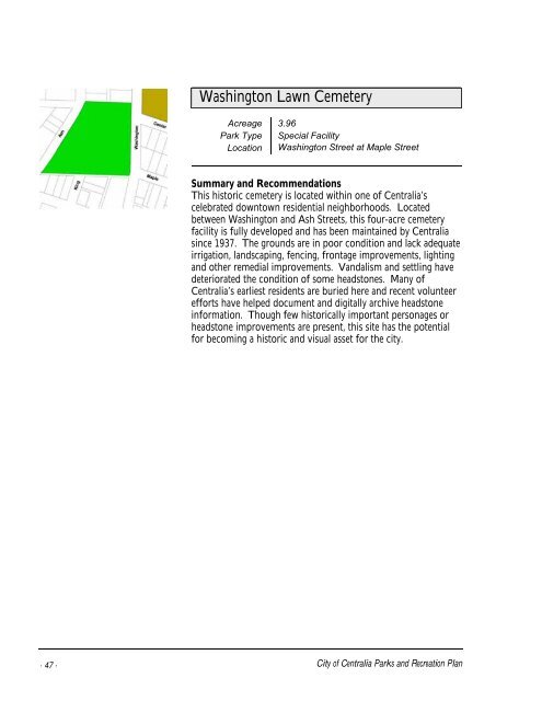 Centralia Parks and Recreation Master Plan - City of Centralia, WA