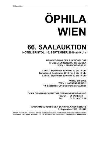 66. SAALAUKTION - Öphila Wien