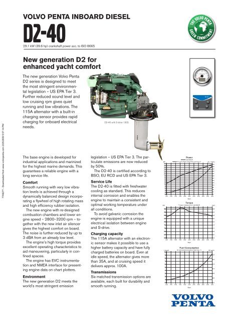 View or Print Volvo Penta D2-40 General Information Sheet