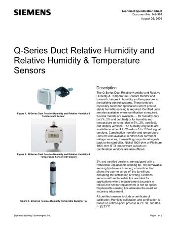 Q-Series Duct Relative Humidity and Relative Humidity ...