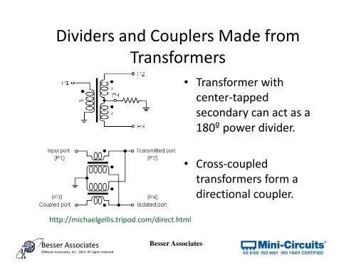 Power Dividers, Couplers and Combiners Combiners