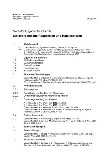 Metallorganische Reagenzien und Katalysatoren - Christoffers