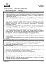 Standard Risk Control Arrangements Demolition and Site Clearance