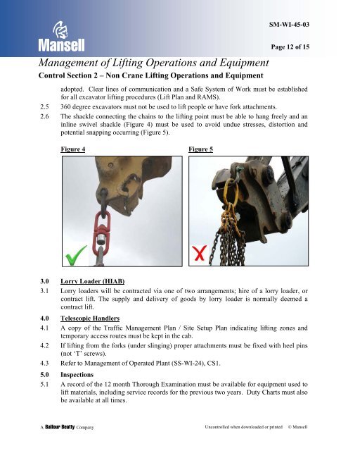 Management of Lifting Operations and Equipment - to return to the ...