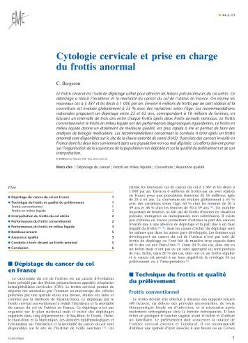 Cytologie cervicale et prise en charge du frottis ... - ResearchGate