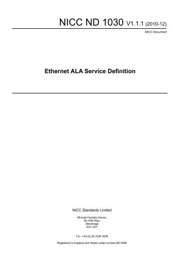 ND1030 Ethernet ALA Service definition - NICC