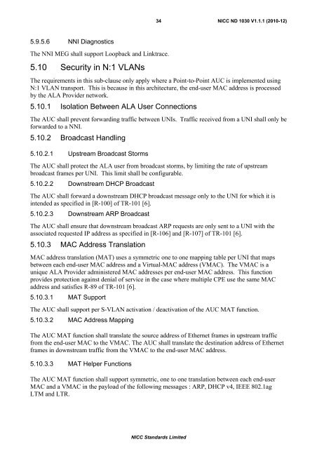 ND1030 Ethernet ALA Service definition - NICC