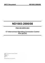 C7 Interconnect Signalling Connection Control Part (SCCP) - NICC