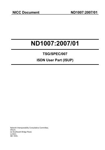 ISDN User Part (ISUP) - NICC
