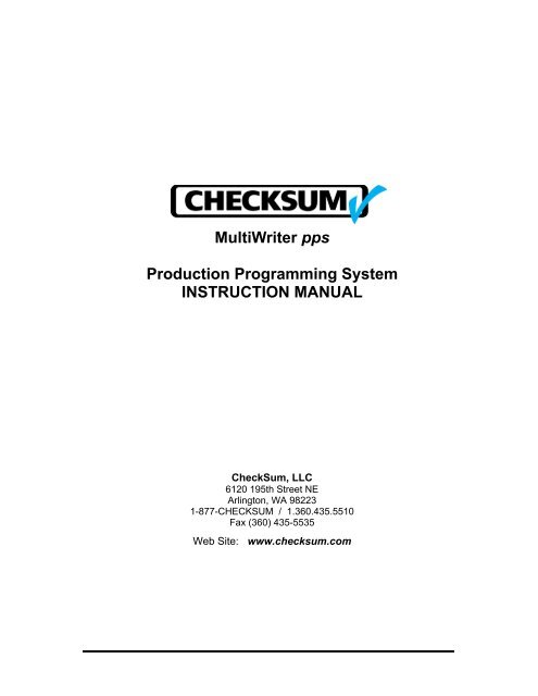 MultiWriter pps Instruction Manual - CheckSum