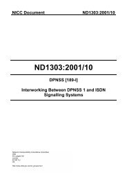 Interworking Between DPNSS1 and ISDN Signalling Systems - NICC