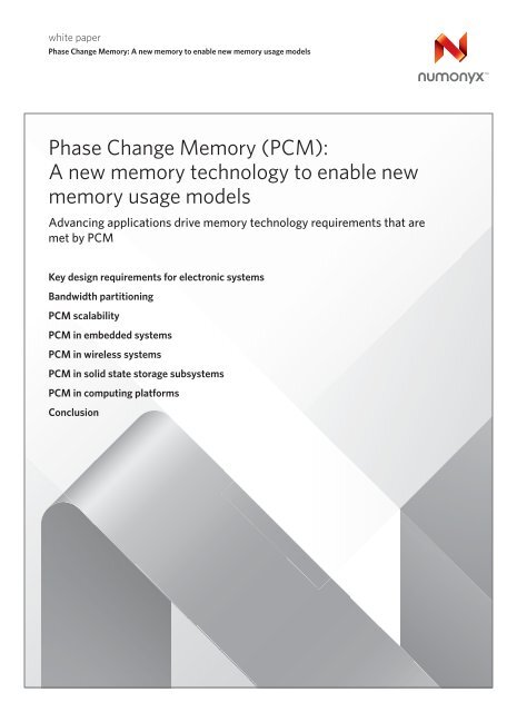 Phase Change Memory (PCM): A new memory technology to enable ...