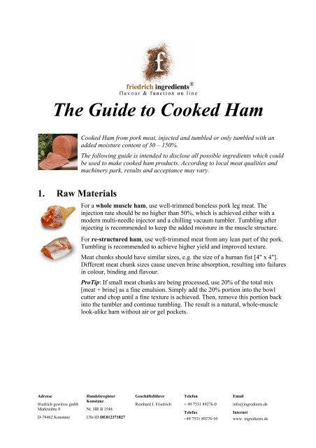 The Guide to Cooked Ham - Friedrich Ingredients