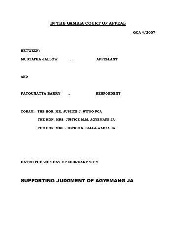 SUPPORTING JUDGMENT OF AGYEMANG JA