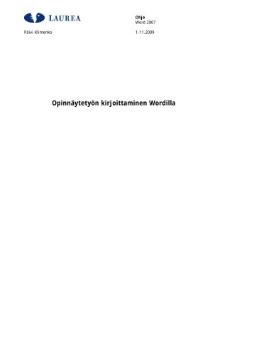 OpinnÃ¤ytetyÃ¶n kirjoittaminen Wordilla - ViestintÃ¤piste Laurea ...