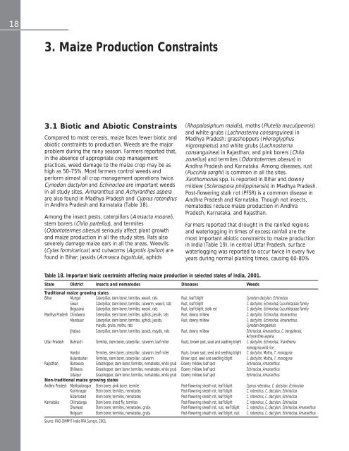 Maize in India: Production Systems, Constraints - AgEcon Search