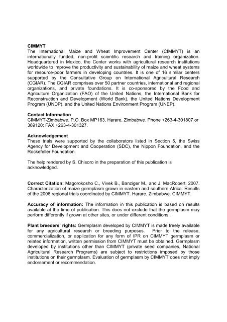 Characterization of maize germplasm grown in eastern and ... - cimmyt