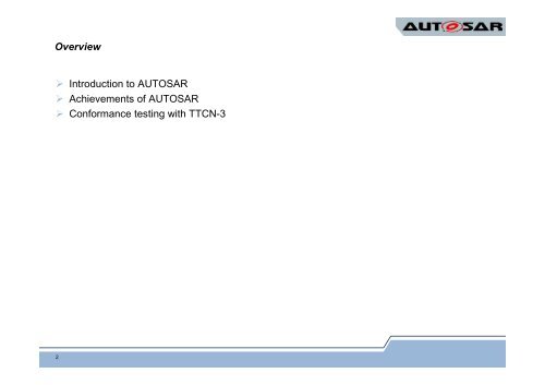 Autosar conformance testing using TTCN-3