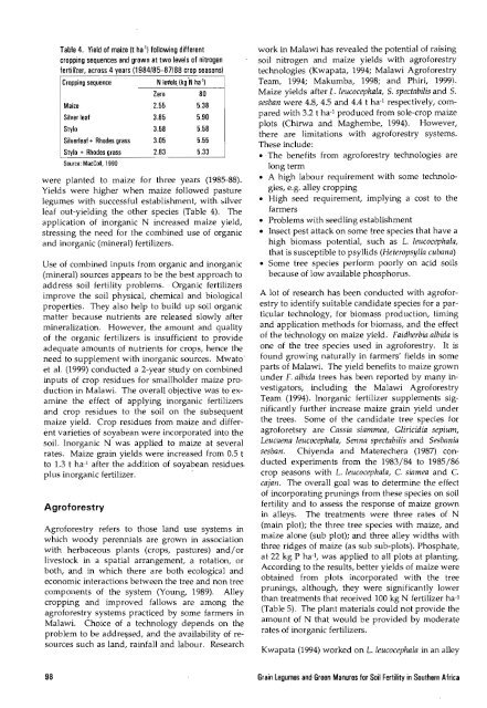 Grain Legumes and Green Manures for Soil Fertility in ... - cimmyt