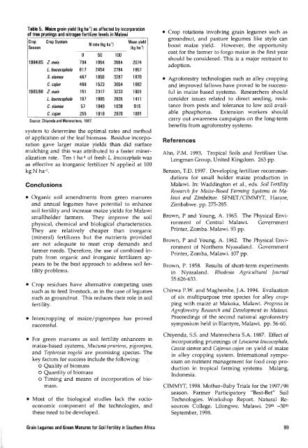 Grain Legumes and Green Manures for Soil Fertility in ... - cimmyt