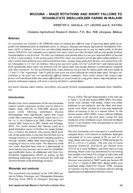 Grain Legumes and Green Manures for Soil Fertility in ... - cimmyt