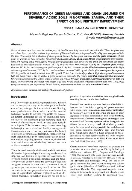 Grain Legumes and Green Manures for Soil Fertility in ... - cimmyt
