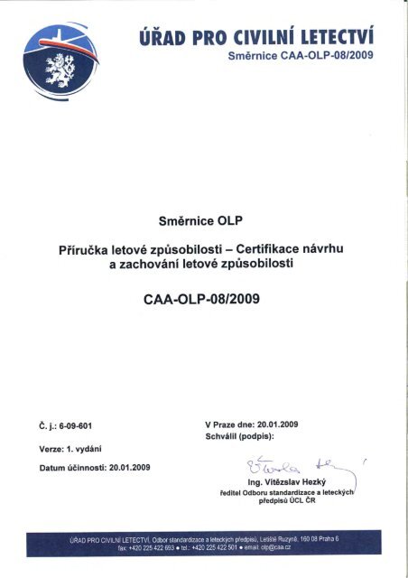 Směrnice CAA-OLP-08/2009 - Úřad pro civilní letectví