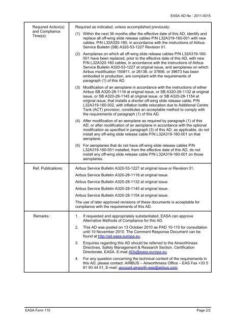 EASA AIRWORTHINESS DIRECTIVE