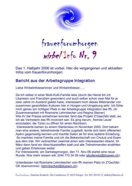 frauenforumhorgen wirbel Info Nr. 9