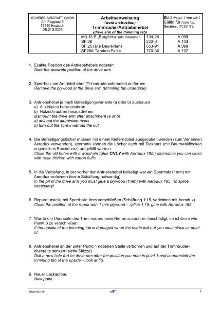 Download Arbeitsanweisung - scheibe aircraft gmbh