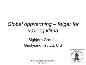 Global oppvarming - fÃ¸lger for utviklingsland - Geofysisk institutt