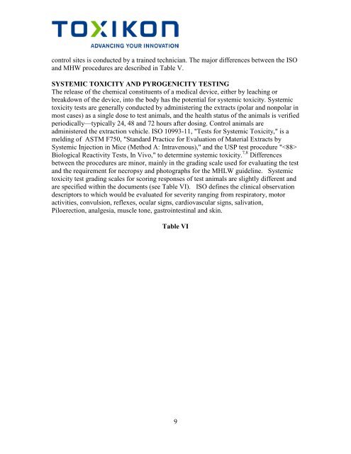 Biocompatibility Safety Assessment of Medical Devices ... - Toxikon