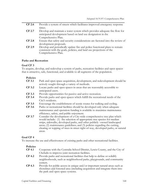 capital facilities and financing element - City of Centralia, WA