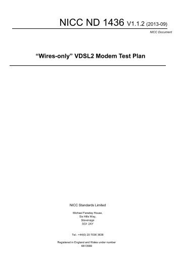 âWires-onlyâ VDSL2 Modem Test Plan - NICC