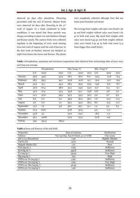 Determination of yield and yield components of gooseberry (Physalis peruviana) grown in dry conditions