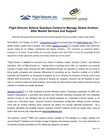 Flight Director Selects Quantum Control to Manage Global Aviation ...