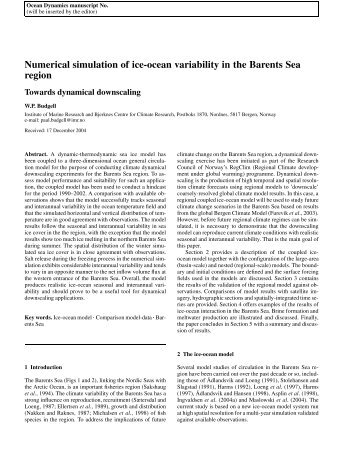 Numerical simulation of ice-ocean variability in the Barents Sea region