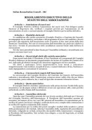 regolamento esecutivo dello statuto dell'associazione - I.R.C. Italian ...