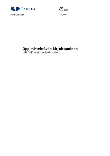 Oppimisteht kirjoittaminen Word 2007.pdf - Laurea ...