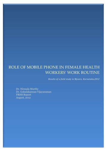 Role of Mobile phone in female health workers' work routine? - FRHS