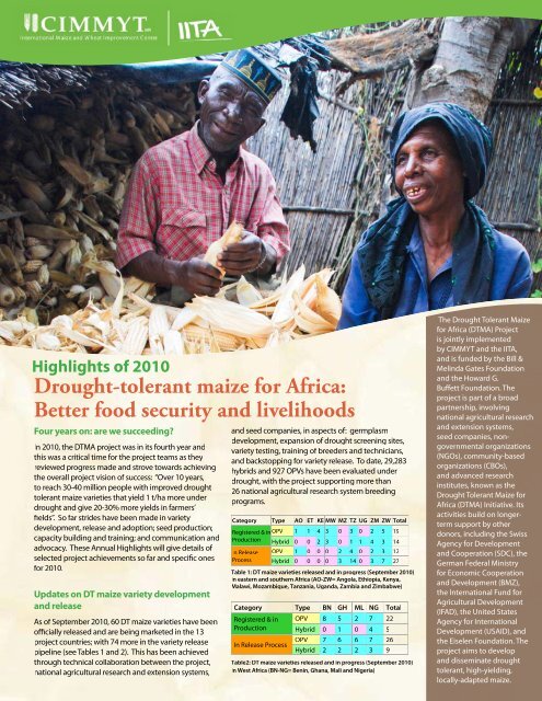 Drought-tolerant maize for Africa: Better food security and ... - cimmyt