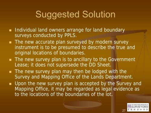 Land Surveyor and Law - Hong Kong Institute of Surveyors