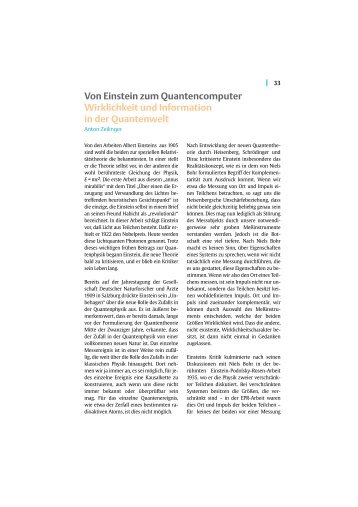 Von Einstein zum Quantencomputer Wirklichkeit und Information in ...