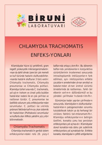 CHLAMYDIA TRACHOMATIS ENFEKSâ¹YONLARI