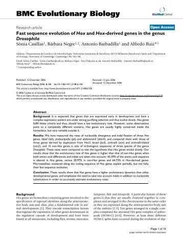 BMC Evolutionary Biology - Universitat Autònoma de Barcelona