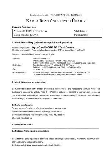 KBU NycoCard CRP Test Device.pdf - Eurolab Lambda a.s.
