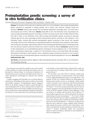 Preimplantation genetic screening - Genetics & Public Policy Center