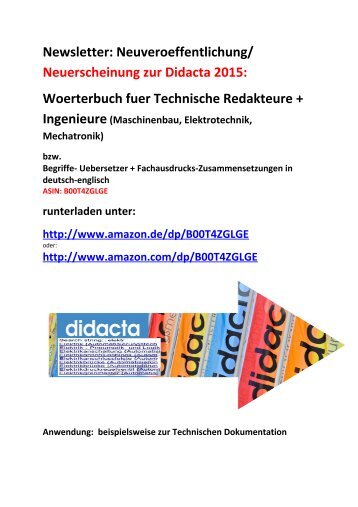 Newsletter Technische Kommunikation: deutsch-englisch Woerterbuch fuer Redakteure (tekom Neuerscheinung Pflichtenhefte Schulungsunterlagen Spezifikationen)