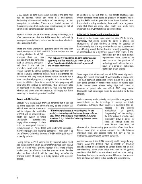 Preimplantation Genetic Diagnosis - Genetics & Public Policy Center