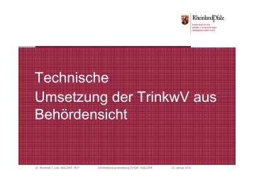 Umsetzung der Trinkwasserverordnung aus Behördensicht